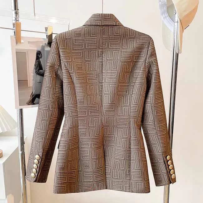 Women's Brown Tailored Double-breasted Blazer
