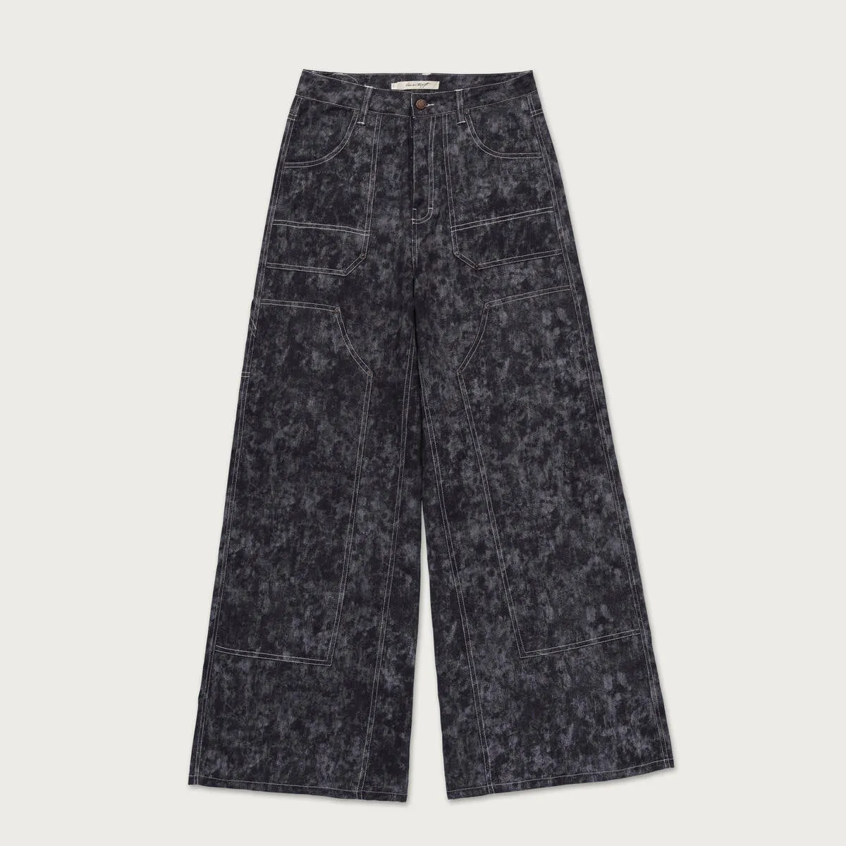 WOMENS WASHED WIDE LEG CARPENTER PANT