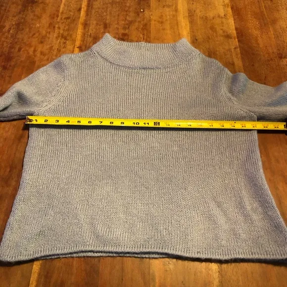 Wooden Ships Sweater Mock Turtleneck Loose Lightweight Knit in Baby Blue