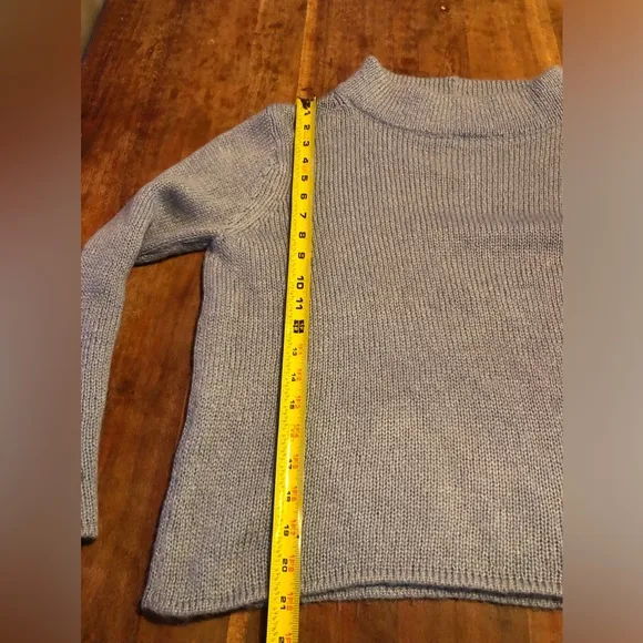 Wooden Ships Sweater Mock Turtleneck Loose Lightweight Knit in Baby Blue