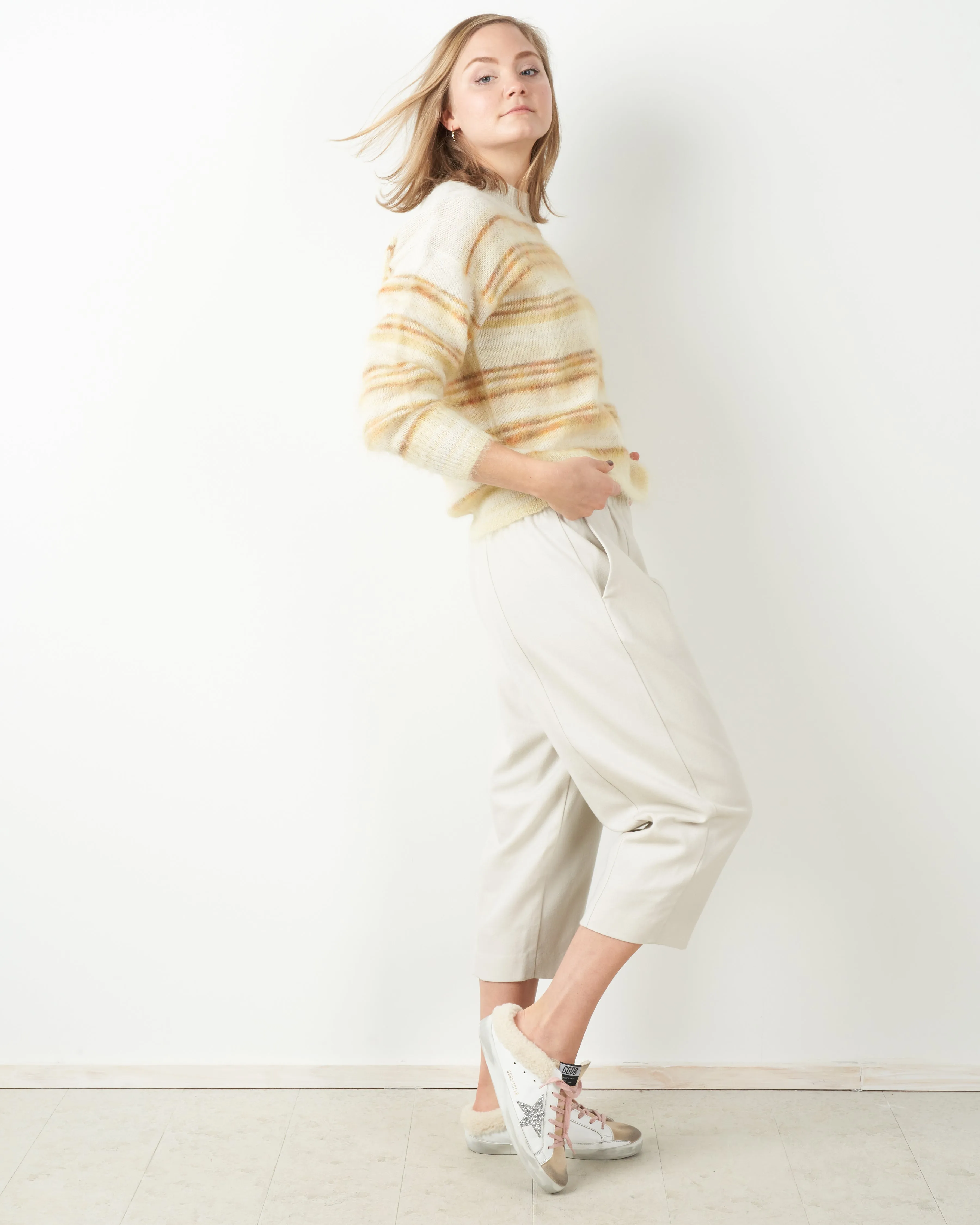 wool easy crop pant - antique white