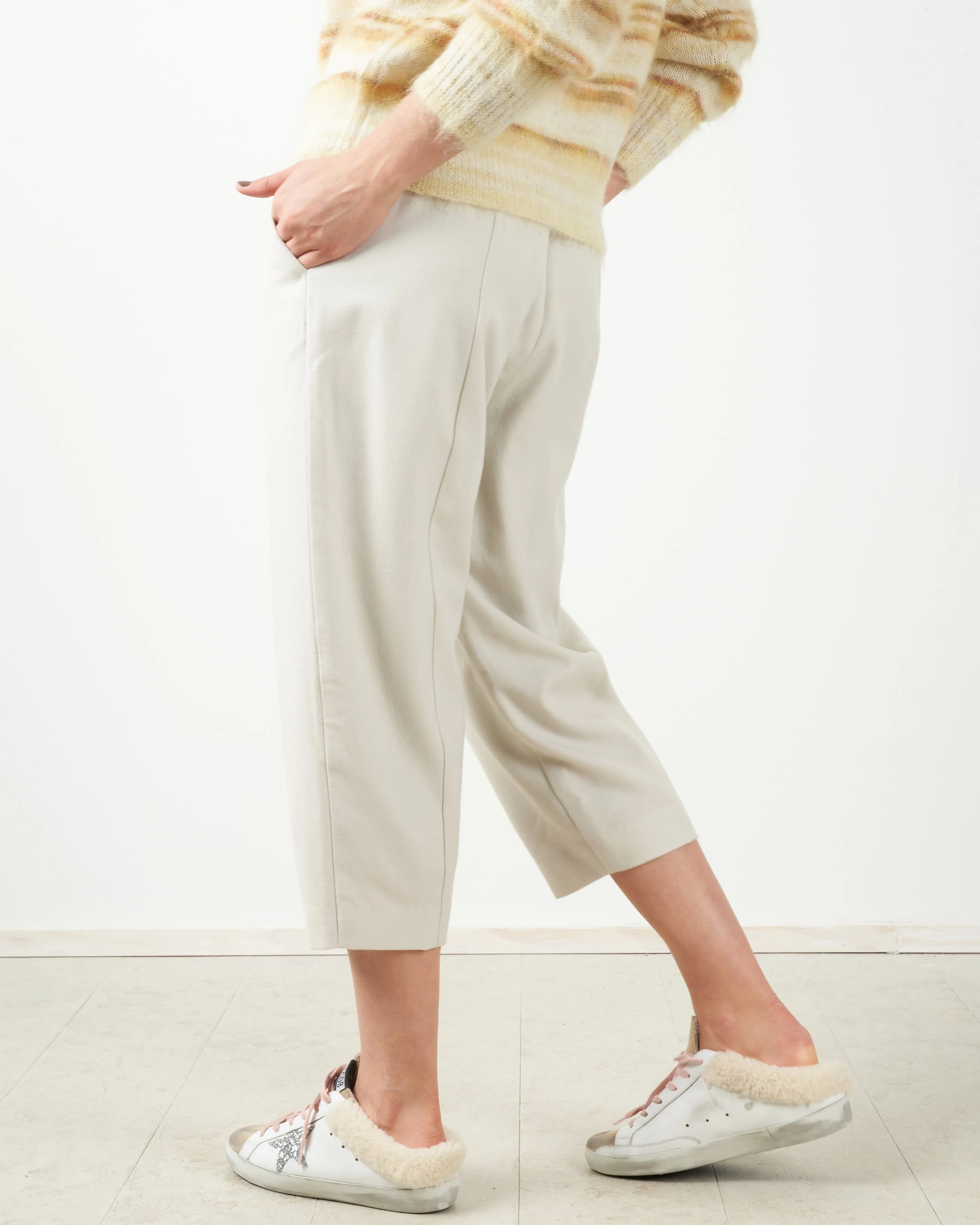 wool easy crop pant - antique white