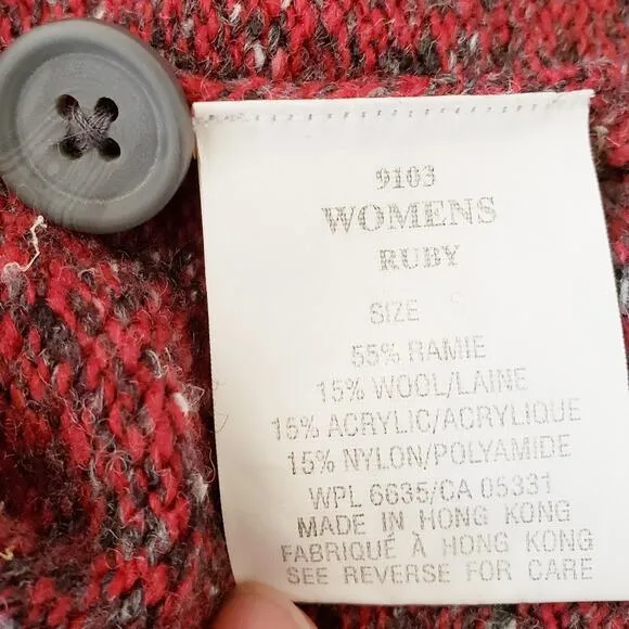 Woolrich Vintage Wool Blend Ruby Red Cardigan Sweater Pockets Button up Small