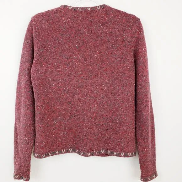 Woolrich Vintage Wool Blend Ruby Red Cardigan Sweater Pockets Button up Small