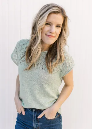 X Sage Detail Short Sleeve Sweater