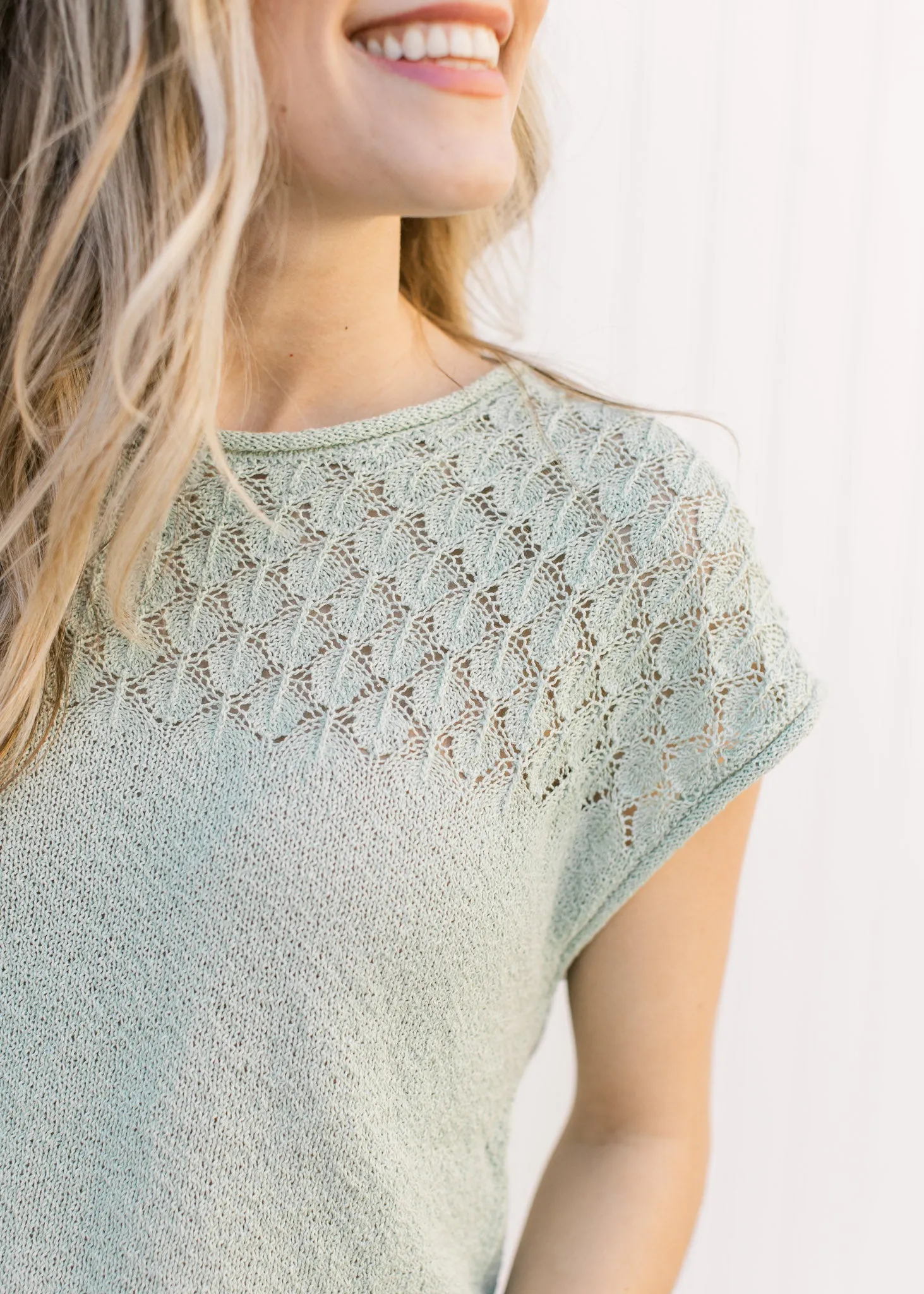X Sage Detail Short Sleeve Sweater