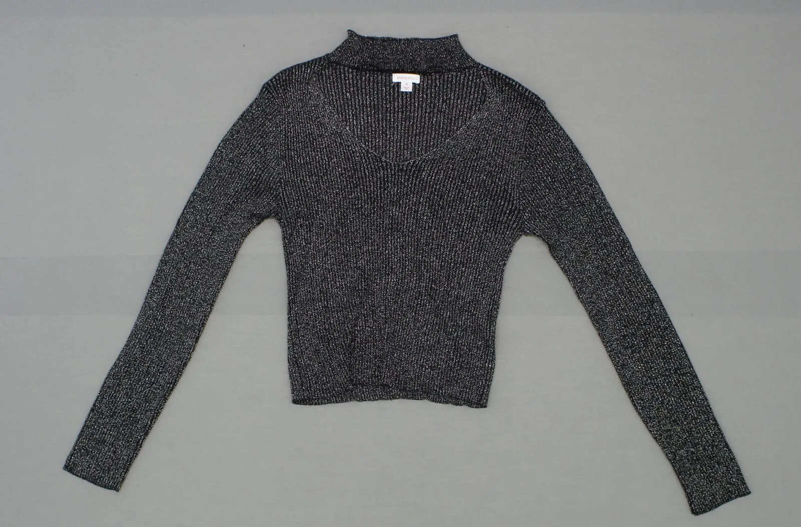 Xhilaration Women's Metallic Cutout Sweater Top Black