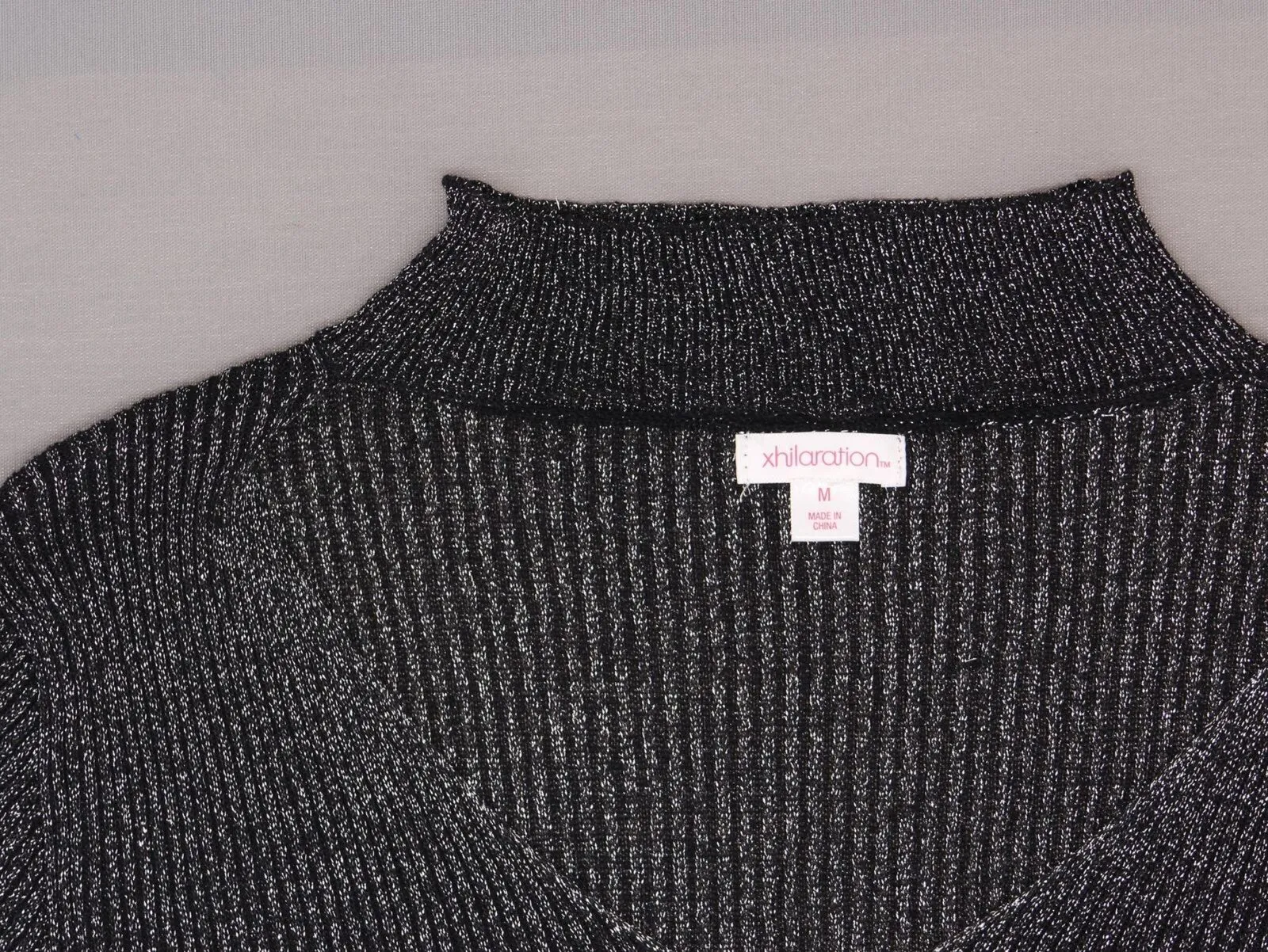 Xhilaration Women's Metallic Cutout Sweater Top Black