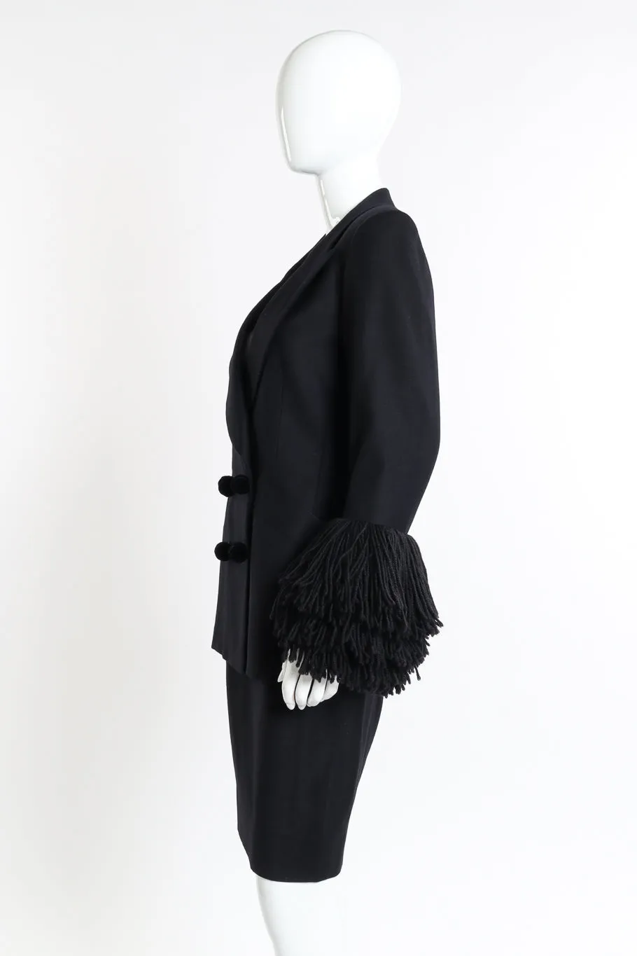 Yarn Fringe Blazer and Skirt Set