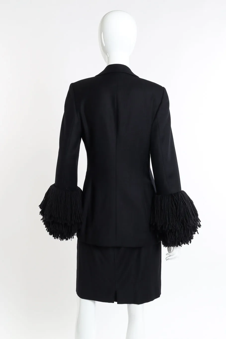 Yarn Fringe Blazer and Skirt Set