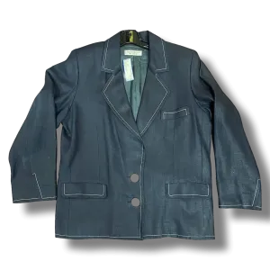 YVES SAINT LAURENT Denim Blue Blazer with White Top Stiching | Size XL