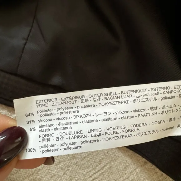 ZARA Dark Chocolate Brown Check Crop Blazer M