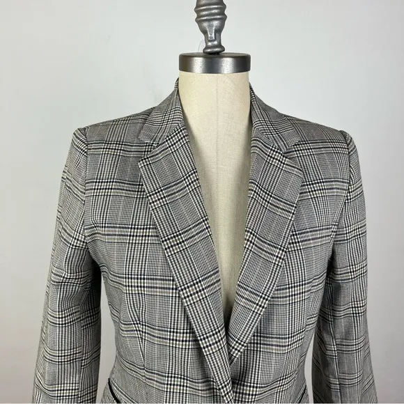 Zara Houndstooth Plaid Blazer