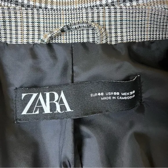 Zara Houndstooth Plaid Blazer