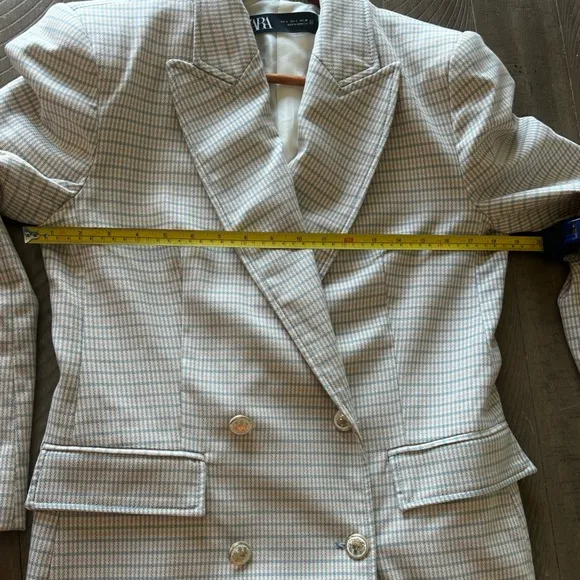 ZARA Plaid Double Breasted Blazer Jacket Women’s size Large