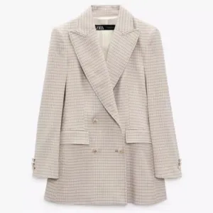ZARA Plaid Double Breasted Blazer Jacket Women’s size Large