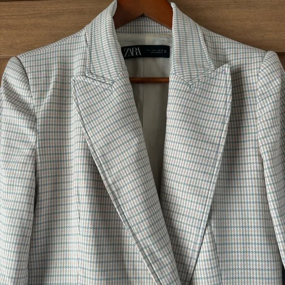 ZARA Plaid Double Breasted Blazer Jacket Women’s size Large