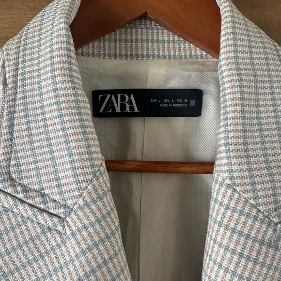 ZARA Plaid Double Breasted Blazer Jacket Women’s size Large