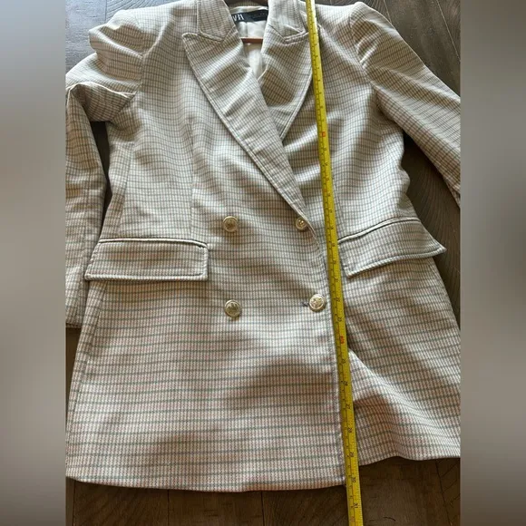 ZARA Plaid Double Breasted Blazer Jacket Women’s size Large